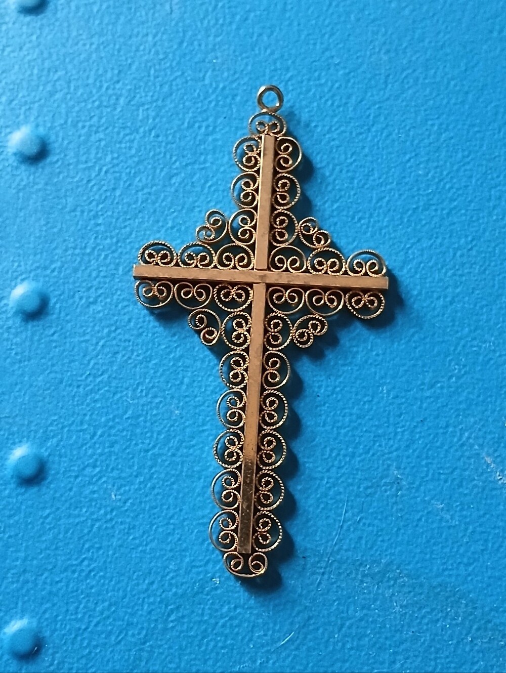 Large Gold Plated Filagree Cross